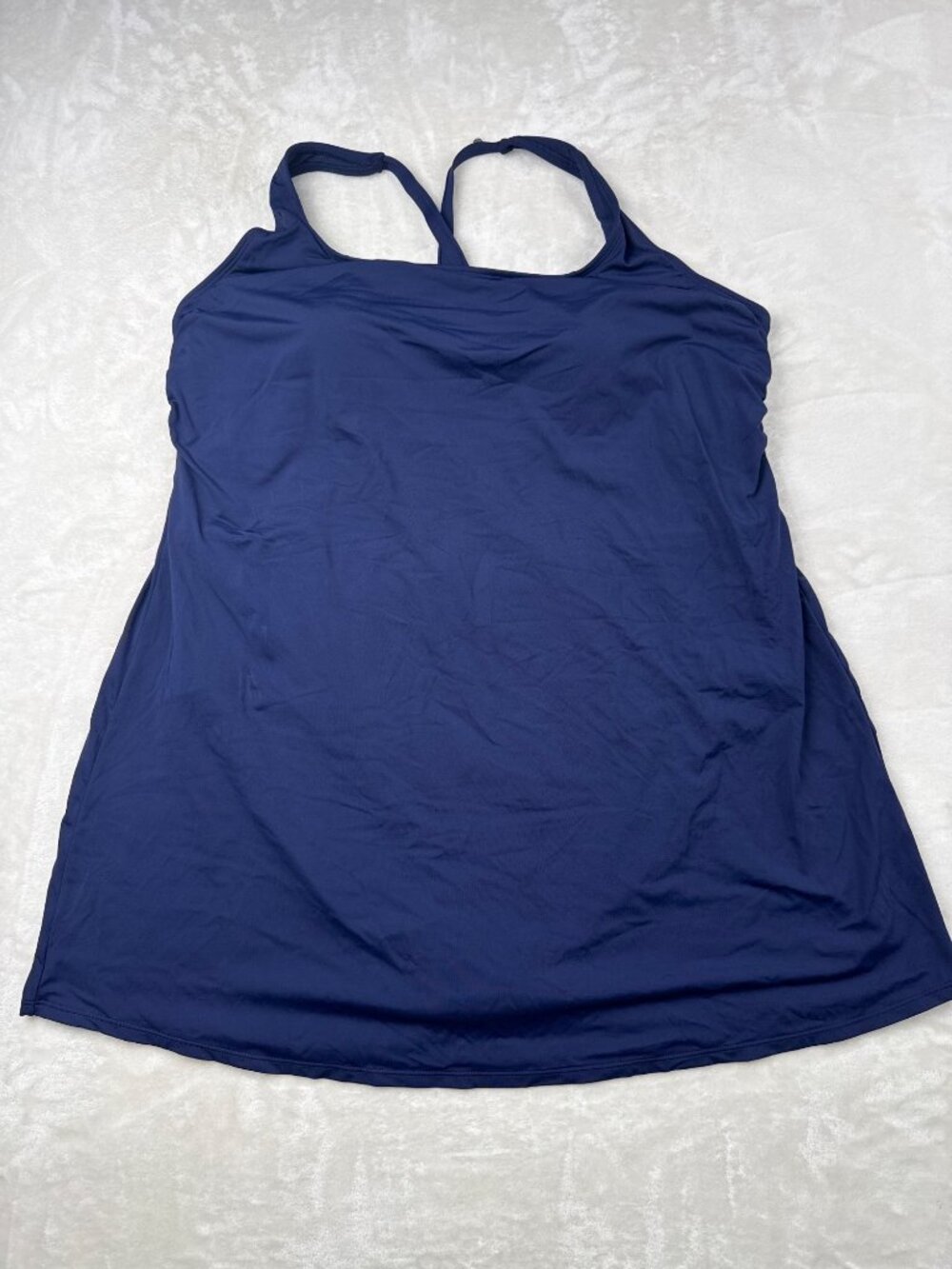 Lands End Womens Navy Swim Dress XXL UPF 50+ Adjustable Straps Removable Cups